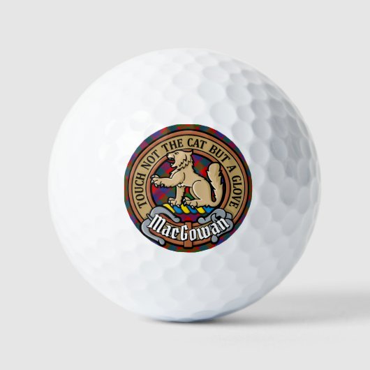Clan MacGowan Crest over Tartan Golfballen (Voorkant)