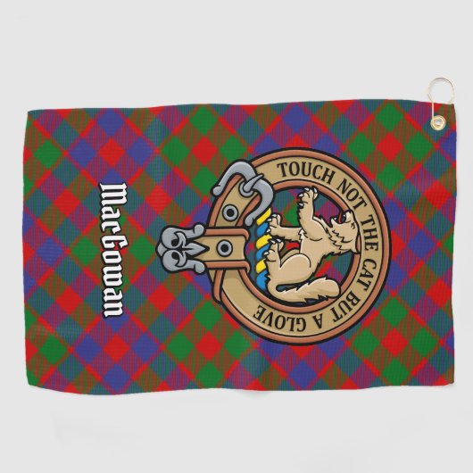 Clan MacGowan Crest over Tartan Golfhanddoek (Horizontaal)