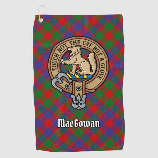 Clan MacGowan Crest over Tartan Golfhanddoek (Voorkant)