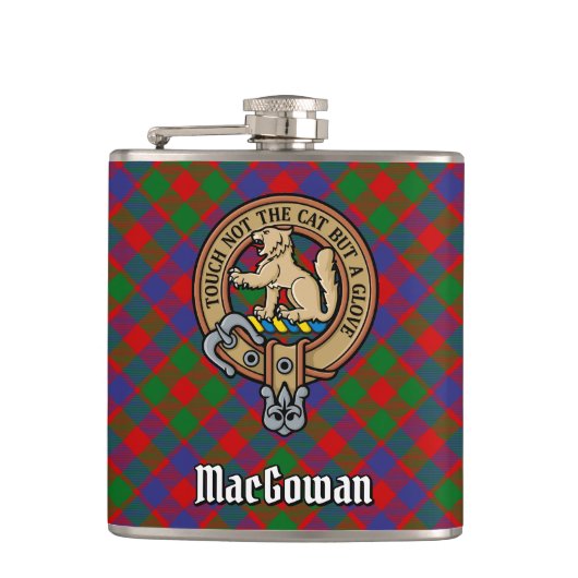 Clan MacGowan Crest over Tartan Heupfles (Voorkant)