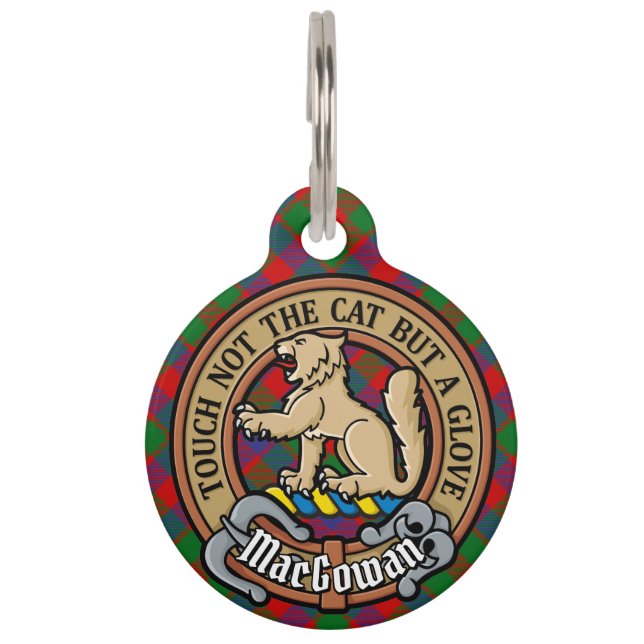 Clan MacGowan Crest over Tartan Huisdierpenning (Voorkant)