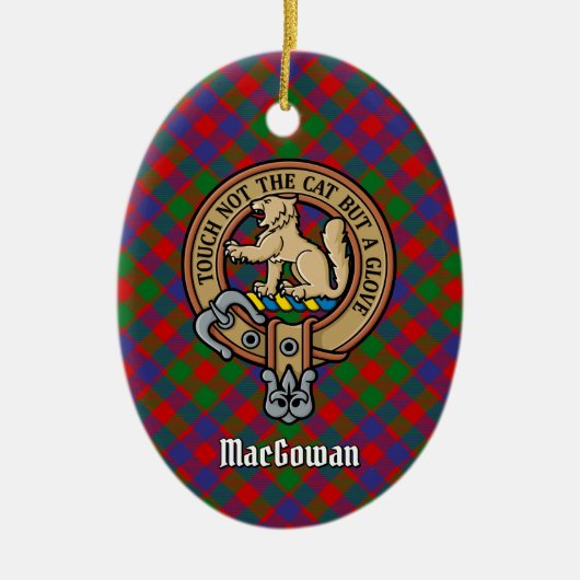 Clan MacGowan Crest over Tartan Keramisch Ornament (Voorkant)