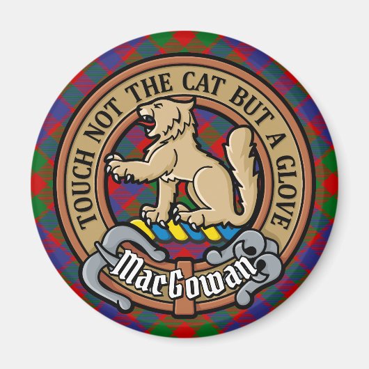 Clan MacGowan Crest over Tartan Magneet (Voorkant)