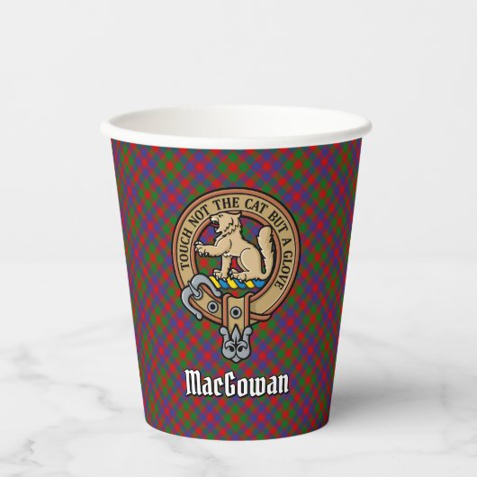 Clan MacGowan Crest over Tartan Papieren Bekers (Voorkant)
