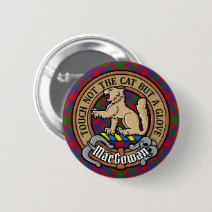 Clan MacGowan Crest over Tartan Ronde Button 5,7 Cm