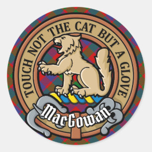Clan MacGowan Crest over Tartan Ronde Sticker