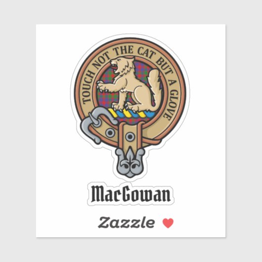 Clan MacGowan Crest over Tartan Sticker (Vel)