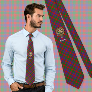 Clan MacGowan Crest over Tartan Stropdas