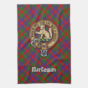 Clan MacGowan Crest over Tartan Theedoek