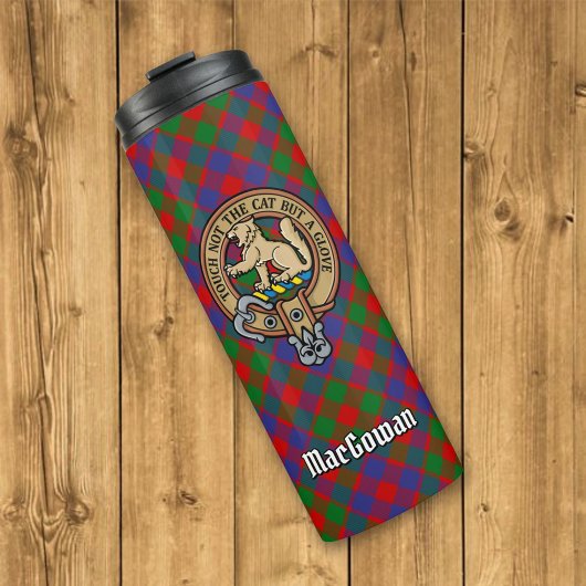 Clan MacGowan Crest over Tartan Thermosbeker