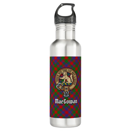 Clan MacGowan Crest over Tartan Waterfles (Voorkant)