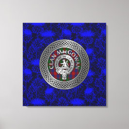 Clan MacGowan Crest & Tartan knoop op distel Canvas Afdruk
