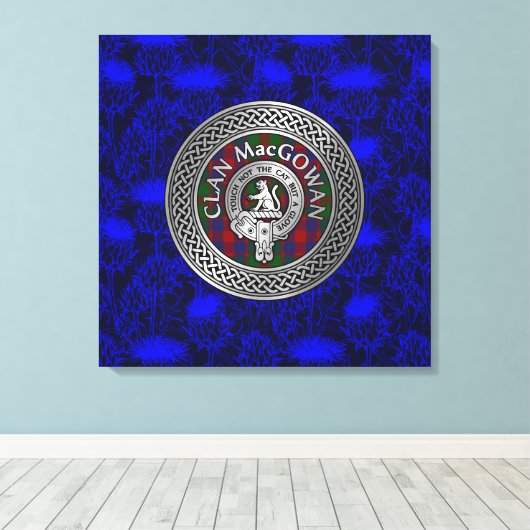 Clan MacGowan Crest & Tartan knoop op distel Canvas Afdruk (Insitu (Houten vloer))