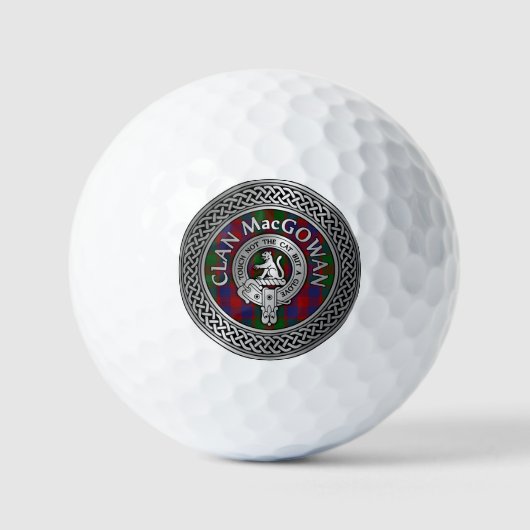 Clan MacGowan Crest & Tartan Knot Golfballen (Voorkant)