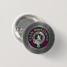 Clan MacGowan Crest & Tartan Knot Ronde Button 3,2 Cm