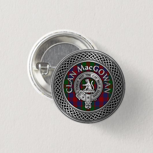 Clan MacGowan Crest & Tartan Knot Ronde Button 3,2 Cm (Voorkant /achterkant)