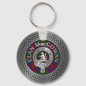 Clan MacGowan Crest & Tartan Knot Sleutelhanger (Voorkant)