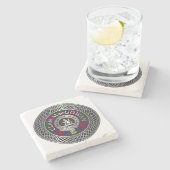 Clan MacGowan Crest & Tartan Knot Stenen Onderzetter (Zijkant)