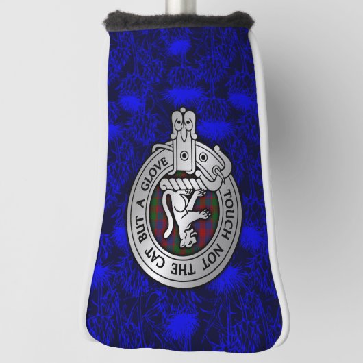 Clan MacGowan Crest & Tartan op distel Golfheadcover (Draai 90)