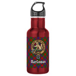 Clan MacGowan wapenschild boven tartan Waterfles