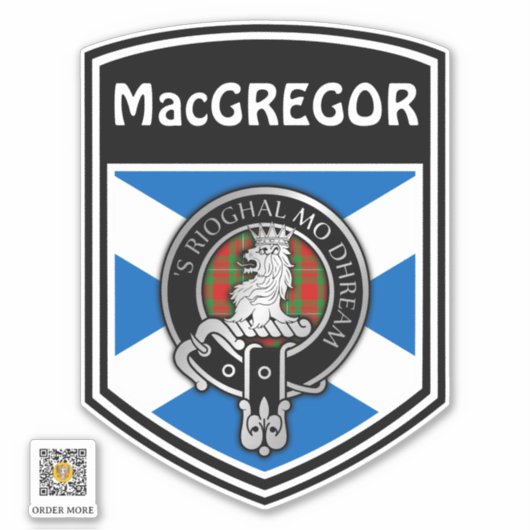 Clan MacGregor (bewerken) Crest & Tartan Saltire Sticker (Voorkant)