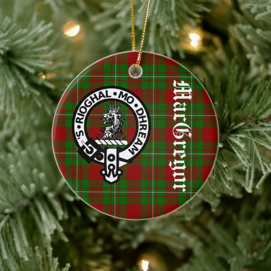 Clan MacGregor Crest Badge en Tartan  Keramisch Ornament (Boom)