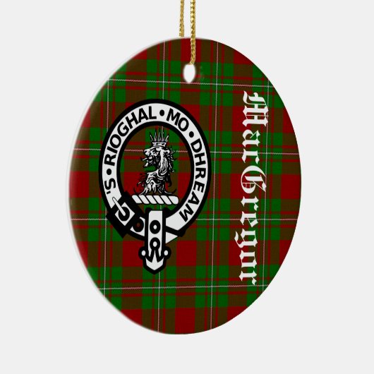 Clan MacGregor Crest Badge en Tartan  Keramisch Ornament (Rechts)