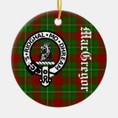 Clan MacGregor Crest Badge en Tartan  Keramisch Ornament (Voorkant)