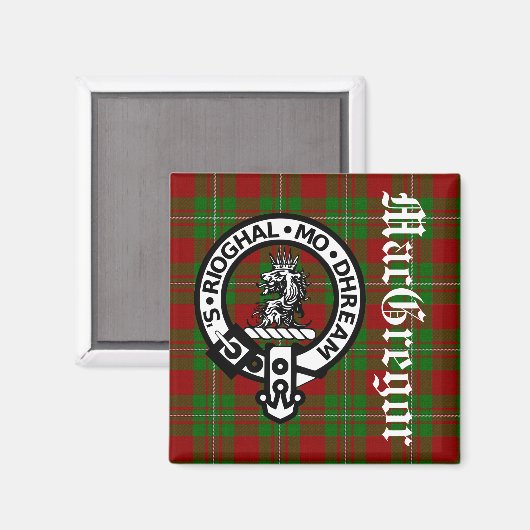 Clan MacGregor Crest Badge & Tartan Magneet (Voorkant / Achterkant)