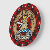 Clan MacGregor Crest over Rob Roy Tartan Grote Klok (Hoek)
