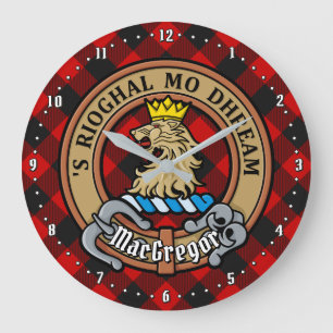 Clan MacGregor Crest over Rob Roy Tartan Grote Klok