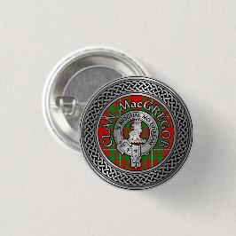 Clan MacGregor Crest & Tartan Knot Ronde Button 3,2 Cm