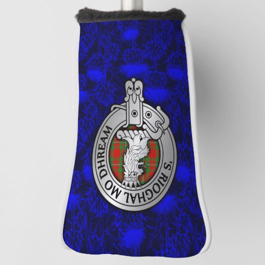 Clan MacGregor Crest & Tartan op Thistle Golfheadcover (Draai 90)