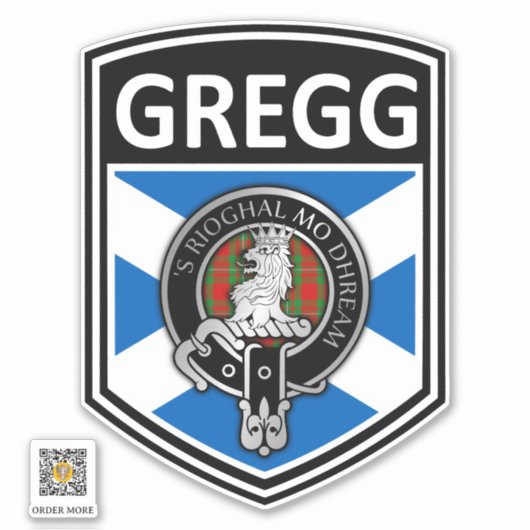 Clan MacGregor Crest & Tartan Saltire - Gregg Sticker (Voorkant)