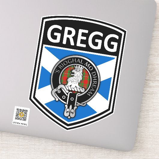 Clan MacGregor Crest & Tartan Saltire - Gregg Sticker (Detail)