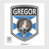 Clan MacGregor Crest & Tartan Saltire - Gregor Sticker (Vel)