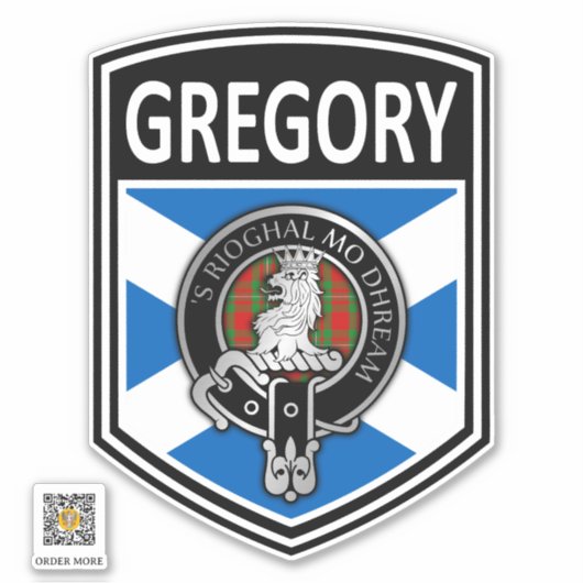 Clan MacGregor Crest & Tartan Saltire - Gregory Sticker (Voorkant)