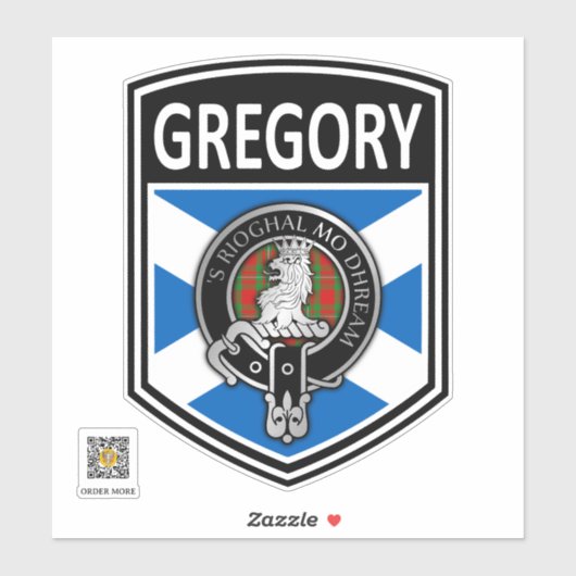 Clan MacGregor Crest & Tartan Saltire - Gregory Sticker (Vel)