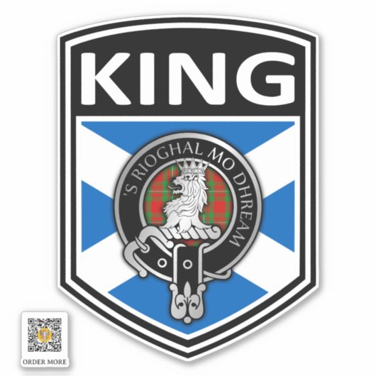 Clan MacGregor Crest & Tartan Saltire - Koning Sticker (Voorkant)