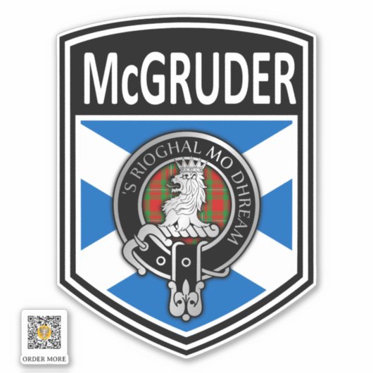 Clan MacGregor Crest & Tartan Saltire - McGruder Sticker (Voorkant)