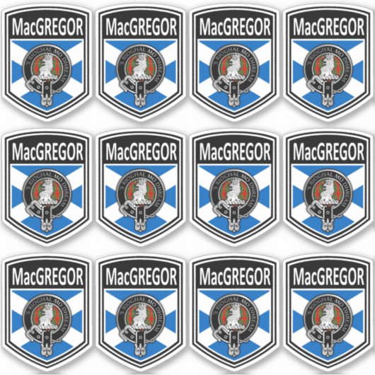 Clan MacGregor Crest & Tartan Saltire Sticker (Voorkant)