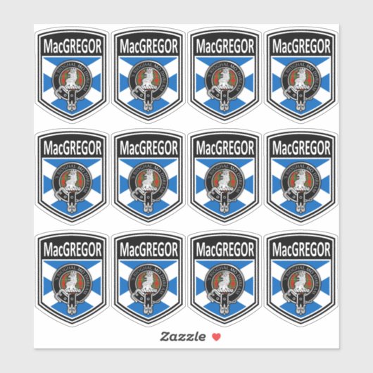 Clan MacGregor Crest & Tartan Saltire Sticker (Vel)