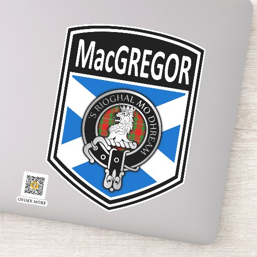 Clan MacGregor Crest & Tartan Saltire Sticker (Detail)