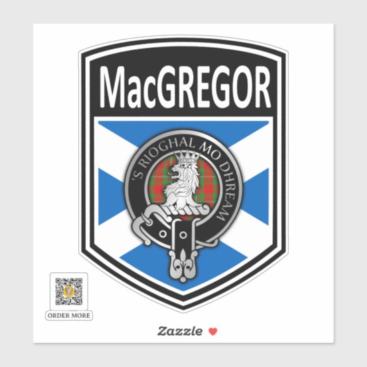 Clan MacGregor Crest & Tartan Saltire Sticker (Vel)