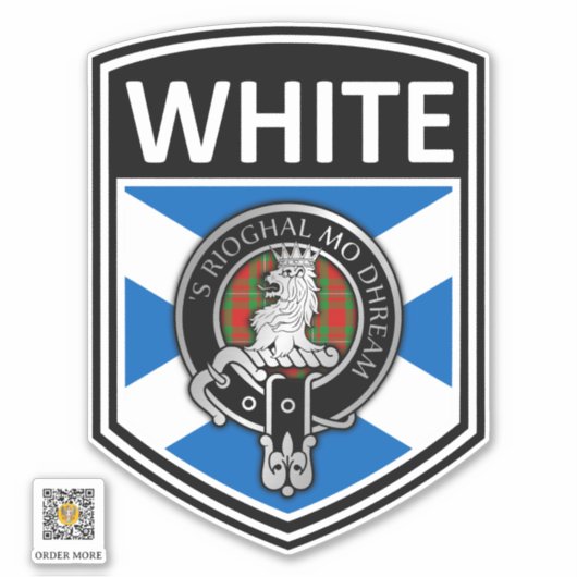 Clan MacGregor Crest & Tartan Saltire - Wit Sticker (Voorkant)