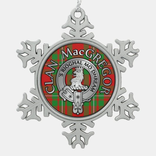 Clan MacGregor Crest & Tartan Tin Sneeuwvlok Ornament (Voorkant)