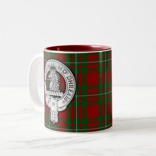 Clan MacGregor Crest & Tartan Tweekleurige Koffiemok (Voorkant links)