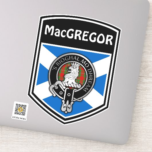 Clan MacGregor (Edit) Wapen & Tartan Saltire Sticker (Detail)