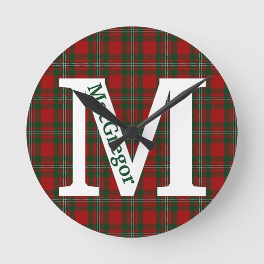 Clan MacGregor Tartan Plaid Custom Ronde Klok (Voorkant)
