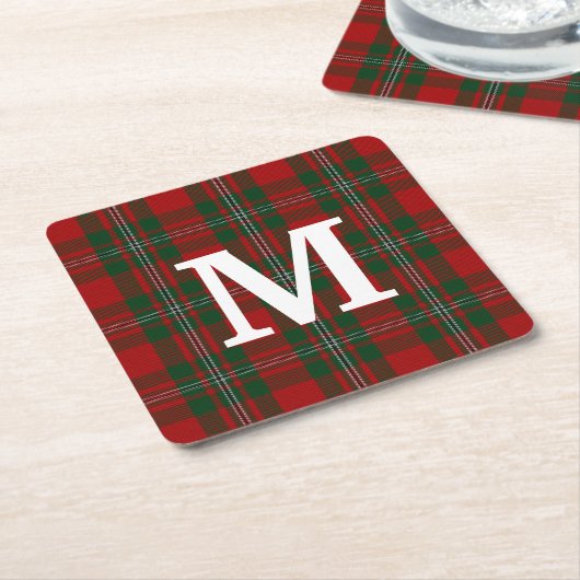 Clan MacGregor Tartan Plaid Monogrammed Kartonnen Onderzetters (Schuin)
